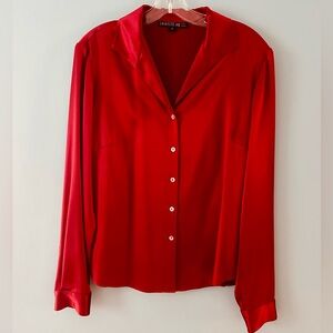 Lafayette 148 New York Women's Red Button-Down Shirt